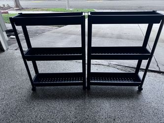 Black 3-Tier Rolling Storage Cart – $35 for a Set of 2