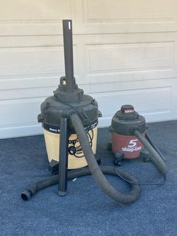2 OLDER MODEL SHOP VACUUM, ONE IS 20 GALLONS AND THE OTHER ONE IS 5 GALLONS $40.00 FOR BOTH