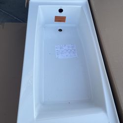 KOHLER Elmbrook 60 In. X 30.25 In. Soaking Bathtub With Left-Hand Drain In White 