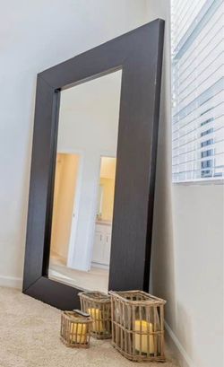 Large Dark Wood Floor Mirror