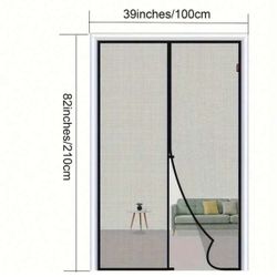 1pc Heavy Duty Magnetic Screen Door With Full Frame Hook And Loop, Polyester Mesh Curtains For Fresh Air Circulation, Easy Pet Entry, Friendly, Pest R