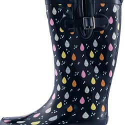 KomForme Women Rain Boots With Non-Slip Sole, 9 Raindrop