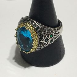 BEAUTIFUL SILVER TONE WOMEN RHINESTONE RING SIZE 9