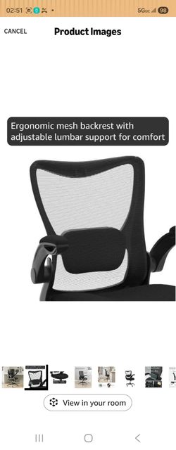 MUXX.STIL Office Chair, Ergonomic Desk Chair with Adjustable Lumbar Support and Flip up Armrest, Breathable Mesh Computer Chair for Home Office, Black