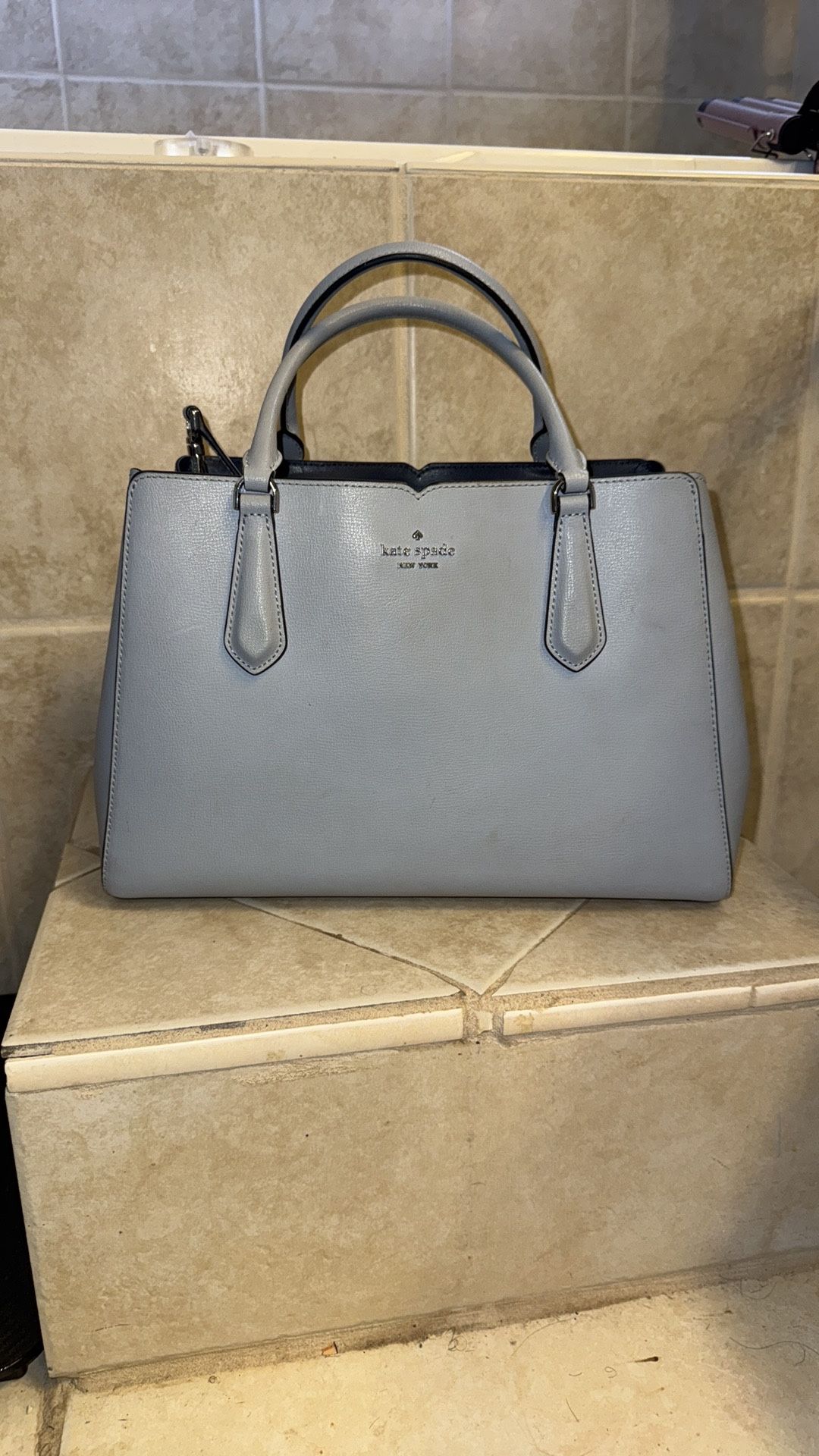 Kate Spade Gray Satchel with Silver Hardware