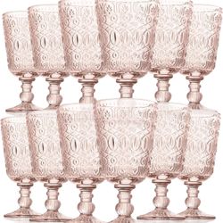 Vintage Glass Goblet Wine Glasses Set of 12