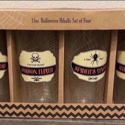NEW In Box Halloween Highball Drinking Glass Set Of 4