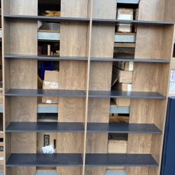 New Double Brown/Black Bookshelf 70” t 55” w 9” d 