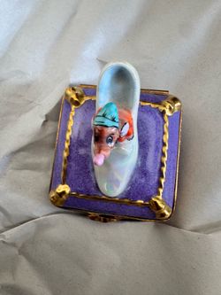 Disney Cinderella Slipper Jaq Mouse Shoe Limoge Trinket