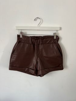 Sincerely Jules Brown Faux Leather Cuffed Shorts