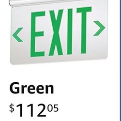 Lithonia Lighting EDG 1 G EL M6 Aluminum LED Emergency Exit Sign, 3 watts, Green