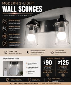 Modern 2-Light Bathroom Vanity Lights – $90 Pair