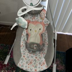 Ingenuity Baby Swing Pink/White/Grey With Owl