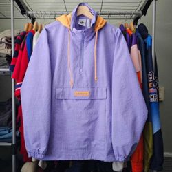 Adidas Originals Quarter Zip Casual Sports Half Zipper Hooded Jacket Size Large