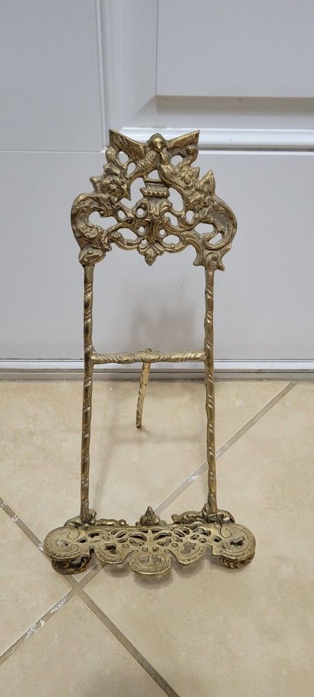 Vintage Brass Tabletop Easel /Photo Stand 15"X8"X7"