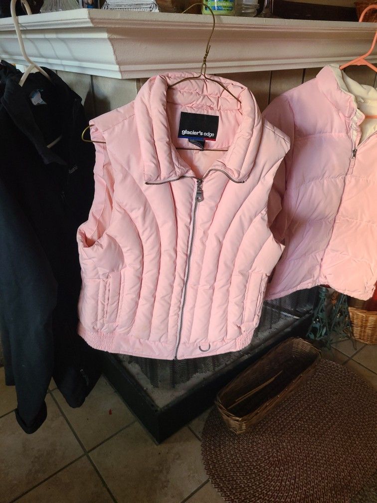 Vest, Pink Coat, Black Columbia Coat and, Black Time True Coat