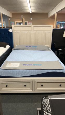 Queen Storage Bed – White Wash or Black
