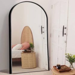 71x32in Arched Full Length Mirror Standing Hanging or Leaning Against Wall, Oversized Large Bedroom Mirror Floor Mirror Dressing Mirror, Aluminum Allo