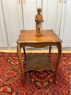 Antique tiger oak side table
