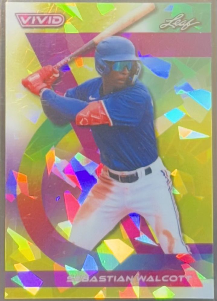 2024 Leaf Vivid Sebastian Walcott RC /10 Yellow Diamond Refractor Chicago Cubs.