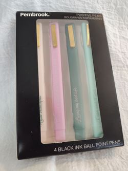 New Pembrook Positive Pens 4 Black Ball Point Pens
