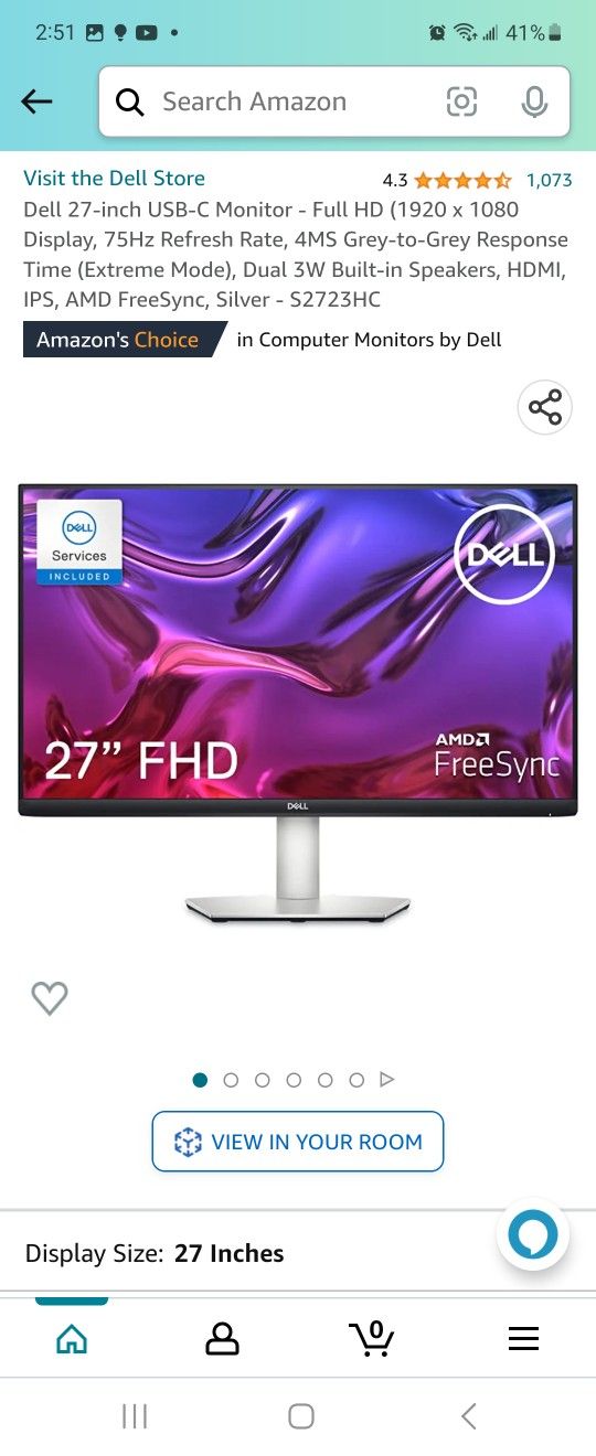Dell 27-inch USB-C Monitor - Full HD (1920 x 1080 Display for Sale