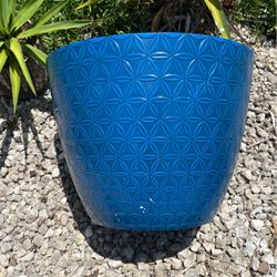 Large Blue Planter With Flower Of Life Design 