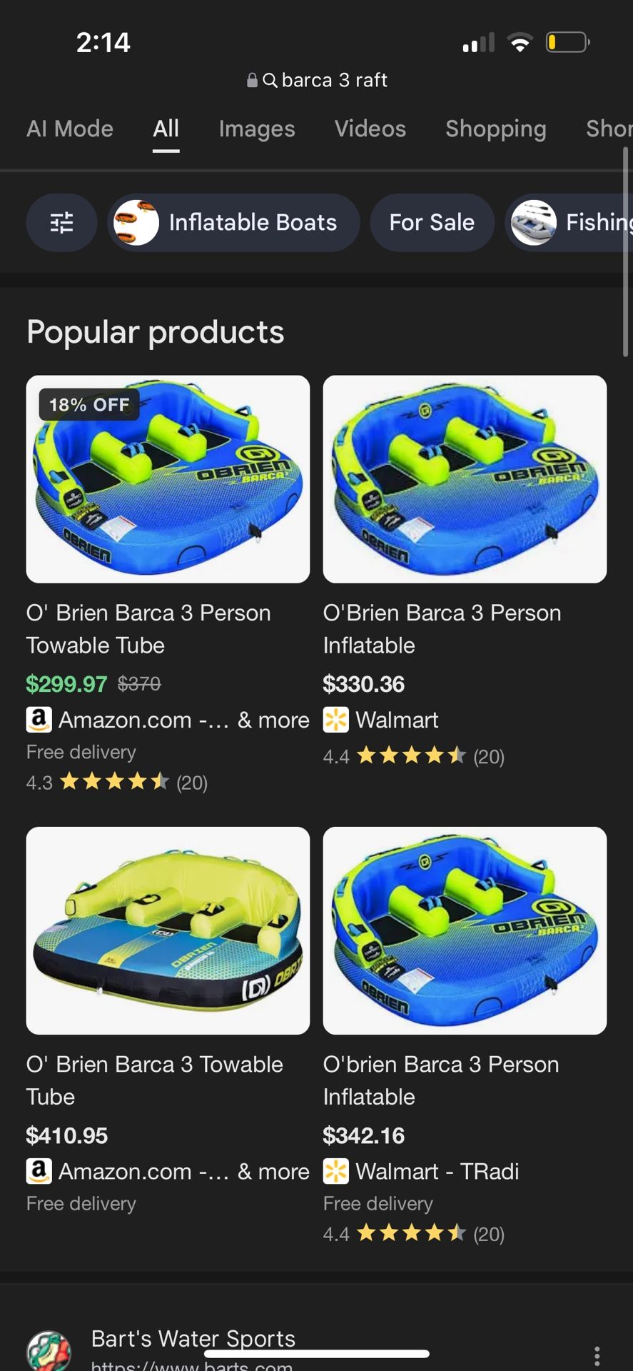 O’Brien Barca 3 Person inflatable