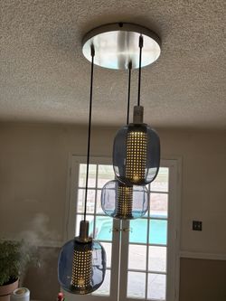 Modern Smoked Glass Pendant Light 3 Light Fixture