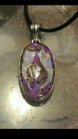 Copper Turquoise Silver Pendant Necklace