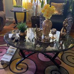 Coffee table and two side tables only no lamps