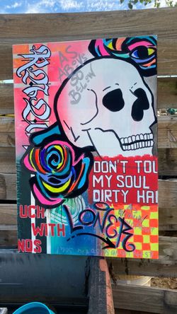 Mixed media graffiti style painting