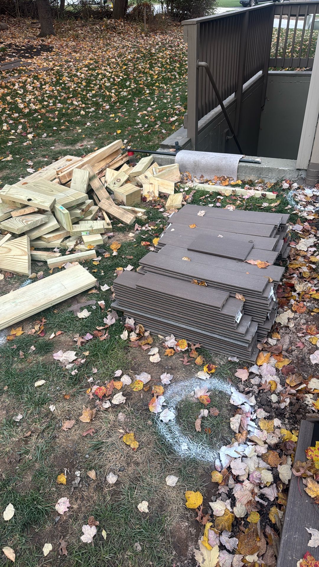 Leftover Timber Tech Deck Boards And Pressure treated Scrap Lumber.