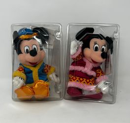 Disney Mickey Minnie Chinese Costume Plush Set in Clamshell NIP Rare