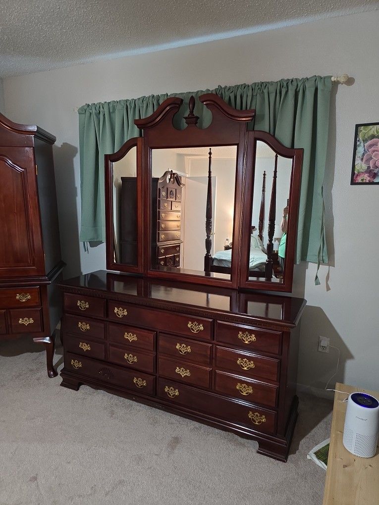 Queen Size Bedroom Set Queen Anne Cherry Wood