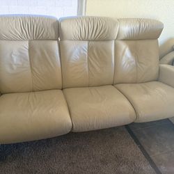 3 Seat Reclining Leather Couch 