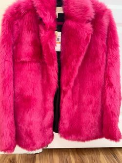 Michael Kors Fuchsia Pink Faux Fur Coat