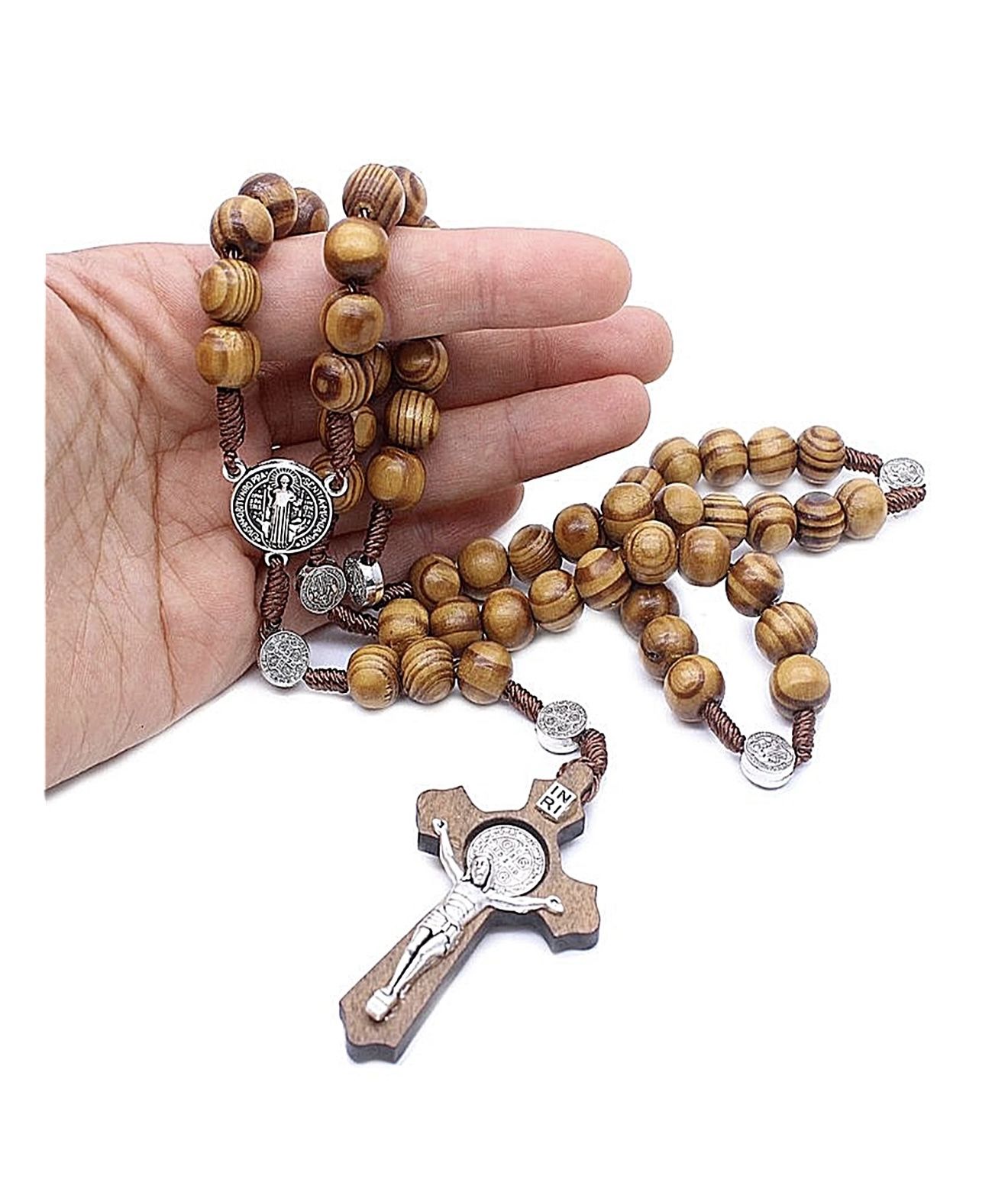 Lot Of 44 Wood Beads Rosary Necklaces With Satin Pouches & Catholic Bible Bookmark Gift Sets Brand New Blessed With Holy Water From Jerusalem