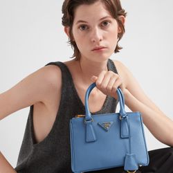 Prada Galleria Saffiano Leather Mini Bag Blue