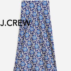 🌞(NEW) (1 AVAILABLE) WOMEN’S J.CREW GWYNETH SLIP SKIRT IN FLORAL LUSTER CHARMEUSE - SIZE: LARGE (MSRP: $98)🌞