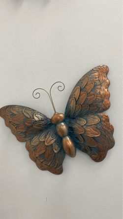 25 inch Metal Patina Butterfly Wall Decor