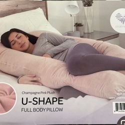 MUST GO- U Shaped Cooling Body/Pregnancy Pillow - PINK/ LIKE NEW