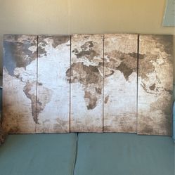 World Map Canvas Frame 5 Piece