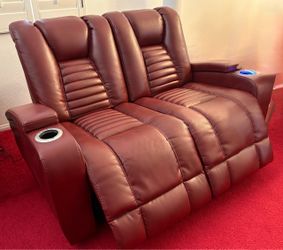 Red electric recliner sofa loveseat