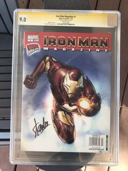 Iron Man Magazine #1 (2010) CGC 9.0 — White Pages; Signed (SS) By Stan Lee