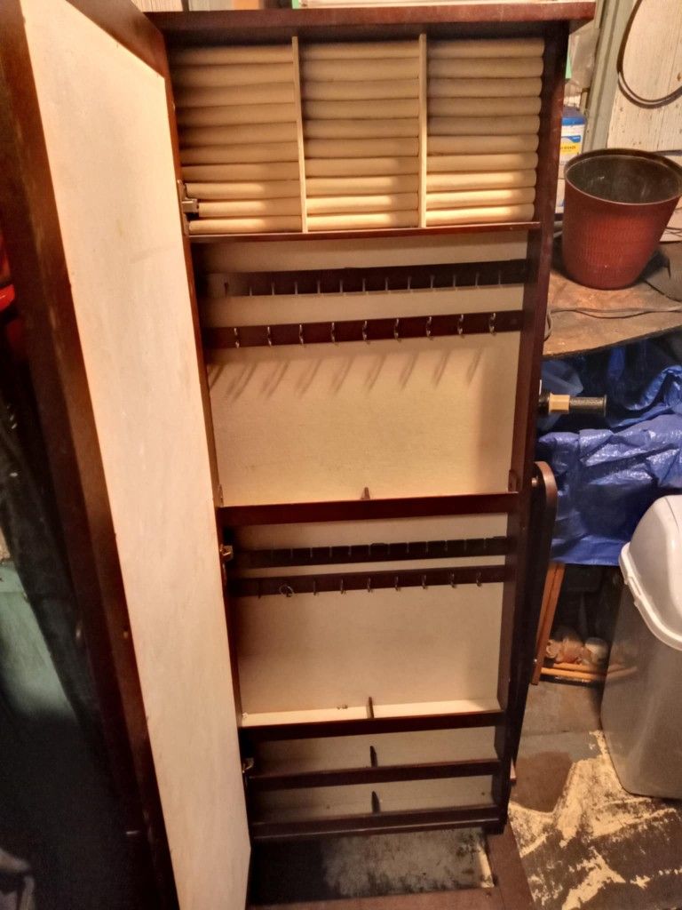 Nice Tall Jewelry Box With Mirror On The Front Open Door