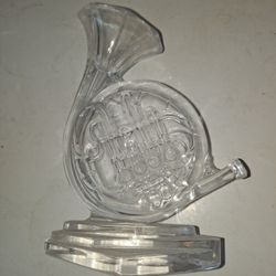 Kristacolor Crystal French Horn Figurine Paperweight Italy