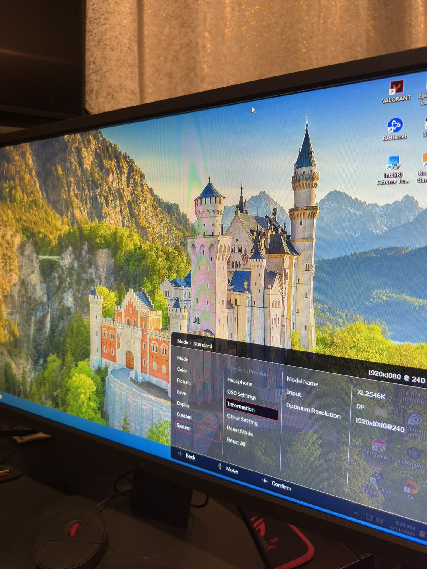 Benq Zowie Xl2546k 240hz 24.5in. No Display Port Cord