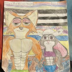 A Fan Hand Drawing Of Nick Wilde And Judy Hopps From Zootopia