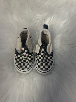 Vans Kids Slip-On Checkerboard Sneakers - Black & White size 7